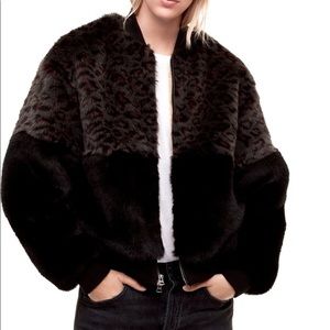 TNA aritzia faux fur bomber jacket